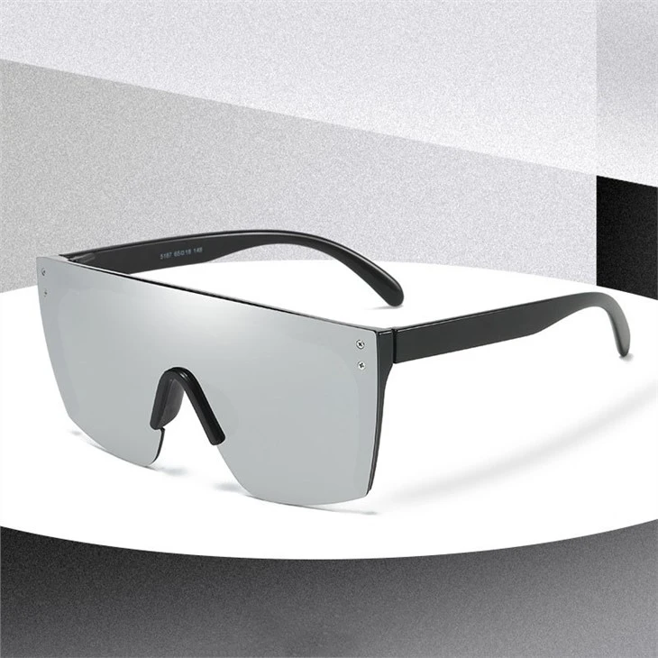 Oversized Rimless Mirrored Sunglasses